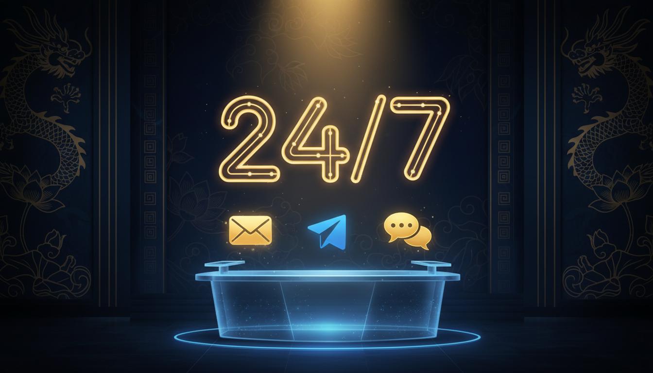 Đội ngũ hỗ trợ chuyên nghiệp hoạt động 24/7 qua Telegram và Email